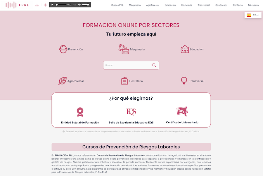Página web Fundación PRL