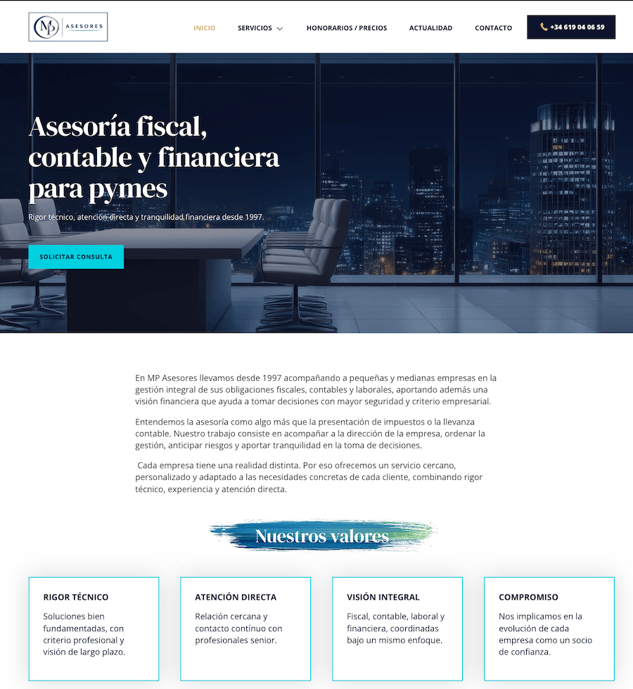 Página web MP Asesores