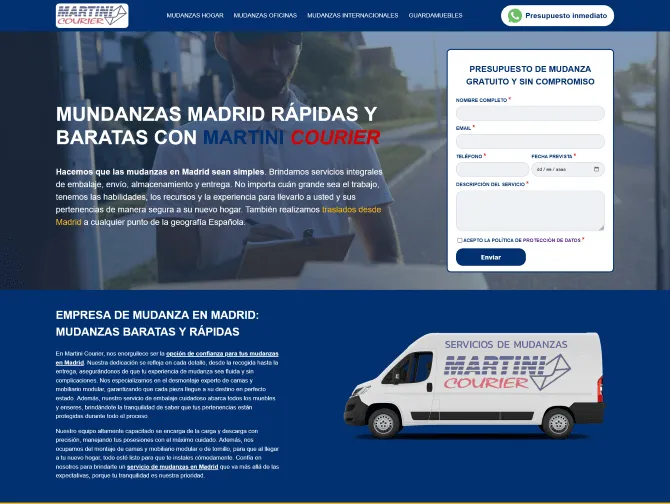 Página web Martini Courier