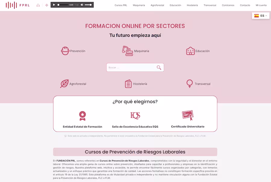 Página web Fundación PRL